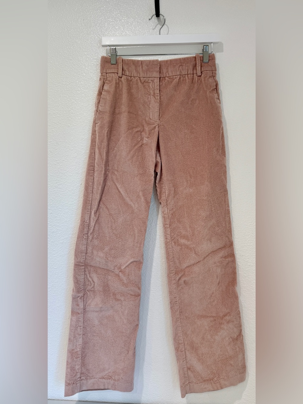 REISS Dusty Pink Velvet Corduroy Wide Leg High Waist Trousers Pants USA 4 UK 8